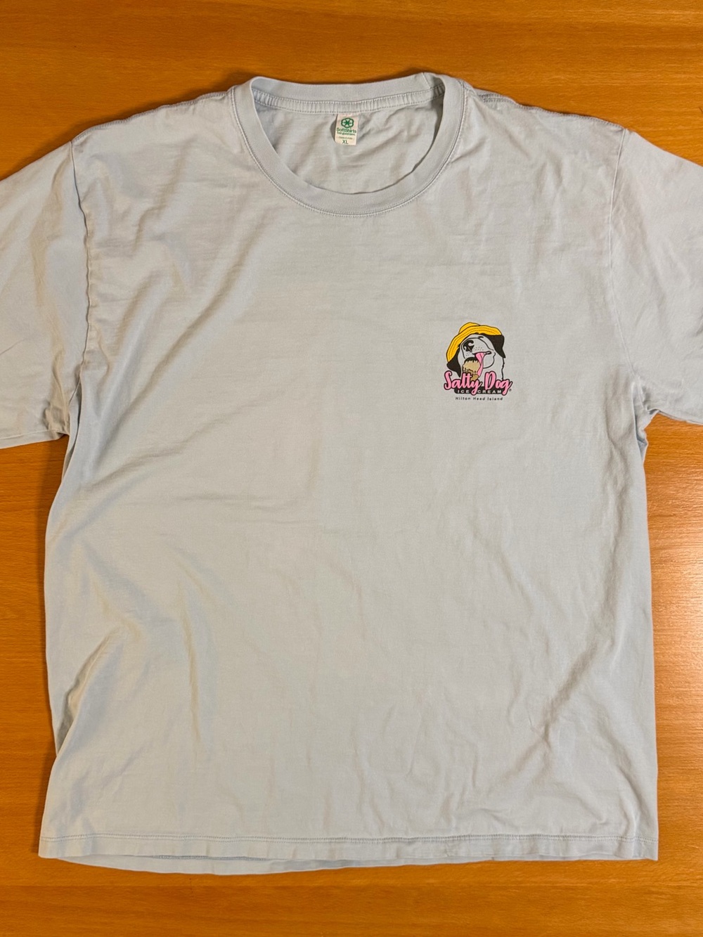 Salty Dog Graphic Pocket Tee - Light Blue with Yellow Accent